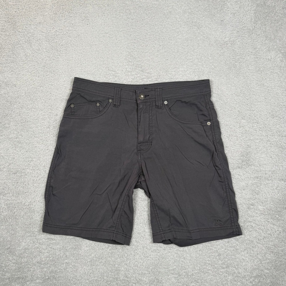 Prana Zion Mens Charcoal Gray Hiking Shorts 30W x 9L Stretch Outdoor Trail
